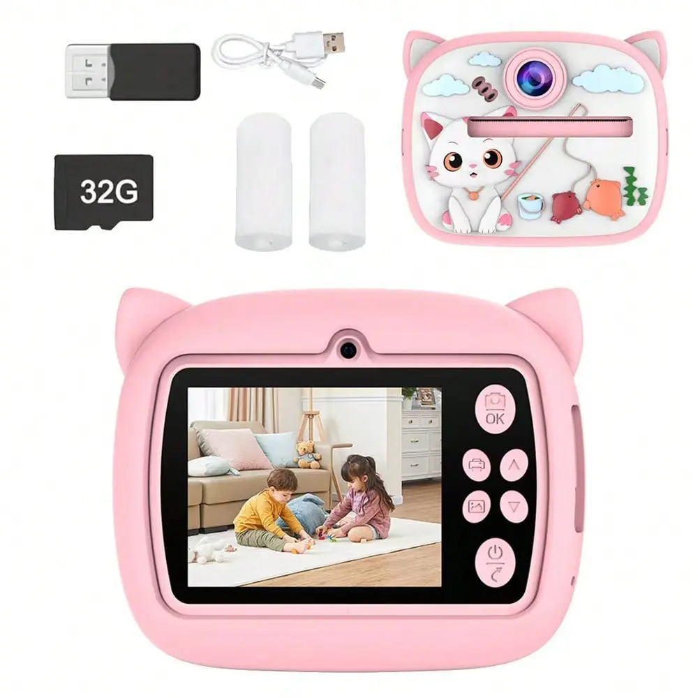 Digital Camera , 1080P HD VideoCamera,Shockproof Toddler CameraWith 32GB SD Card, Lanyard,Rechargeable Portable Mini Camera,Ideal Birthday Christmas Gift