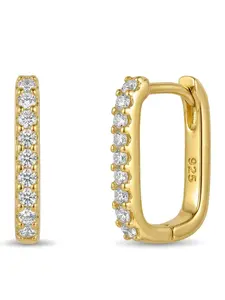 18K gold plated S925 silver rectangular earrings, suitable for women | Square diamond earrings, simple everyday accessories