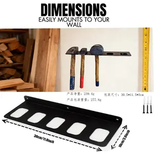 Hammer Frame Wall Mounted Tool Storage Rack, Construction Tool Organizer, Hammer Display Stand Durable Steel Construction, Ideal for Garage Workshop