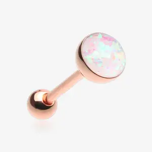 Rose Gold Opalescent Sparkle Barbell Tongue Ring