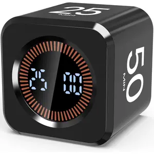 Digital Pomodoro Timer Cube 5/10/25/50min, Visual Productivity Flip Timer for  Classroom Desk, Custom Countdown, Silent and Sound Mode for  Study Work  Kitche(Black)