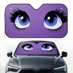 1pc, Violet Stare Canvas Print Polyester Car Front Windshield Shade, Car Windshield Sunshade, Universal Fit and Easy to Store, Perfect for City Travel, Hot Weather Parking, and Suburban Driving