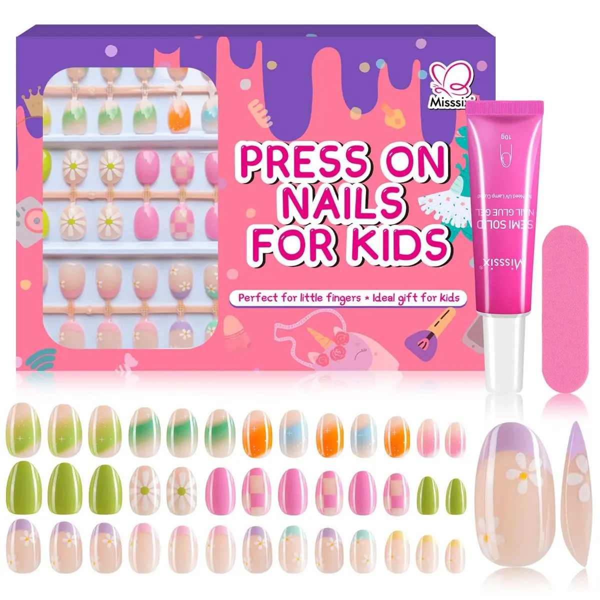 3 Pack-kids press on nails-1