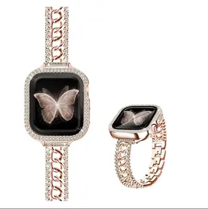 Bling Diamond Band Compatible with Apple Watch Bands for Women 38 40 41 42 44 45 46 Series 10 9 8 7 6 5 4 3 2 1 SE, Sparkle Metal Bracelet Wristband, Classy Dressy Watch Band, Starlight/ Golden/ Rosegold/Black Wearable Connection Smartwatch Strap