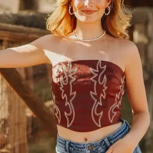Leather Boot Stitch Burgundy Corset Top Sleeveless