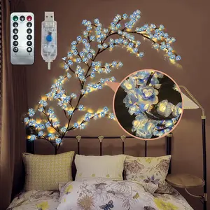 Cherry Blossom Branch Light, USB Powered 96-LED Artificial Branch Lamp, Flexible DIY Decoration Vine Light for Home, Outdoor, Garden, Lawn Decoration