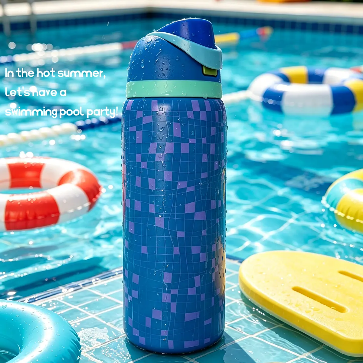 Ow(Swimming pool))-3Double-Layer Vacuum Insulated Portable Drinking Cup-Cold-Outdoor Camping Ice Cup-32 Oz/945 Ml,100% Leak-Proof Outdoor Sports Water Bottle-8-12H Of Ice Keeping-Double-Wall Vacuum Outdoor Cycling Water Bottle-Vacuum Flasks-reusable cup