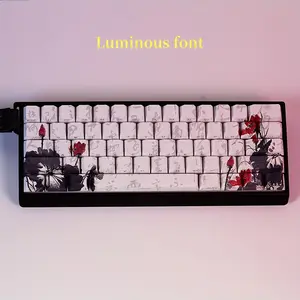 Liu Fei DigitalCustomizable Art Style ABS Keycaps, Original Height, Luminous Glow-in-the-Dark Design, with Side Engraving, for Wooting 60% Mechanical Keyboard, DIY Modification Kit