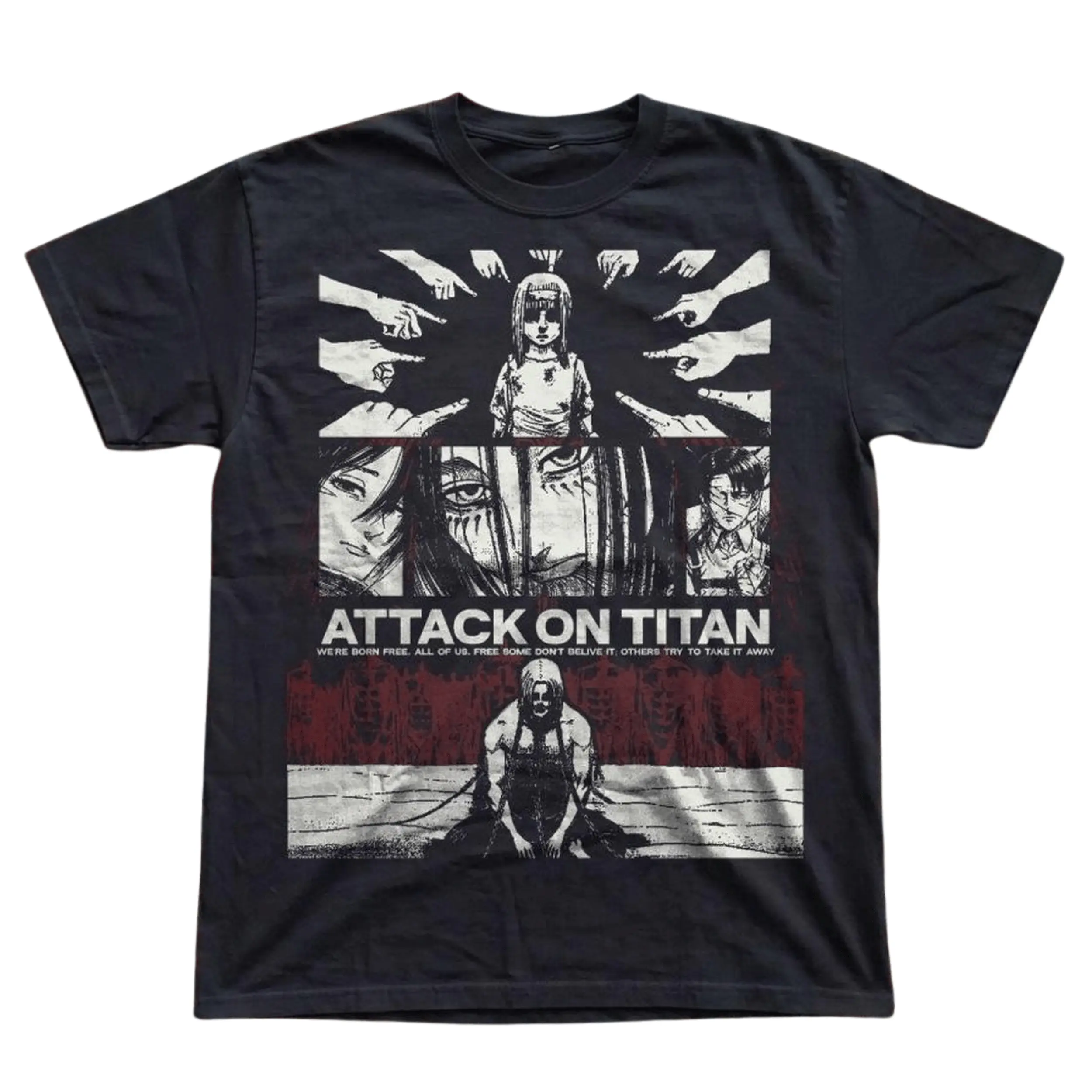 Gildan Men's and Women's T-Shirt, Vintage Attack on Titan Graphic Tee, Eren Yeager Ymir Merch, Founding Titan Manga Panels, Shingeki no Kyojin Apparel, Hajime Isayama Fan Clothing, Levi Mikasa Shirt, Grunge Streetwear Top, Dark Anime Otaku Gift