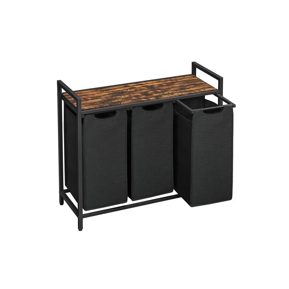VASAGLE Laundry Hamper, Laundry Basket, Laundry Sorter with 4 Pull-Out and Removable Bags, Shelf, Metal Frame, 4 x 10.6 Gallons (40 L), 45.7 x 13 x 28.4 Inches
