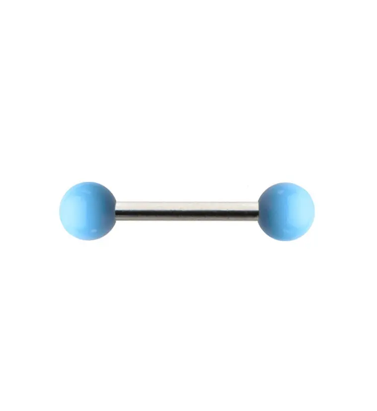 18G Stainless Steel Barbell with Blue Ceramic Balls