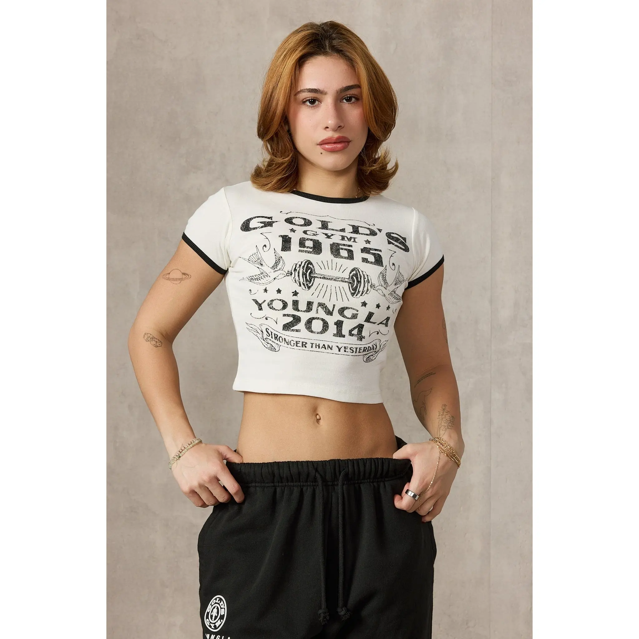 W471 Gold's Gym Ringer Baby Tee - TikTok Shop