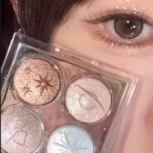 Planet Four Color Eyeshadow Palette, Aurora Sparkle, Diamond Glitter, Pearl Fine Shimmer Powder, Makeup Essential, Shimmering Eyeshadow Palette