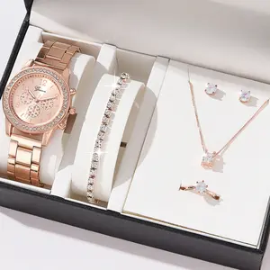 Fleur Three-eye Quartz Diamond-embedded Watch