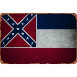Flag of Mississippi Poster Vintage Tin Sign Unique Metal Wall Decor for Home, Bar, Diner, Pub, 8 x 12 Inches,Fun Kitchen Decor, Funny Bar Signs, Vintage Kitchen Signs