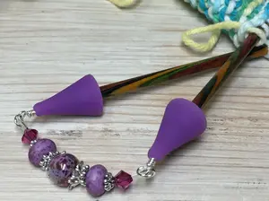 Purple Speckle Beaded Stitch Holder Point Protector