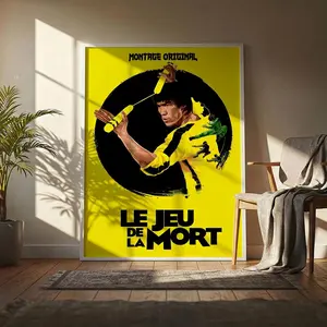 Martial Arts Legend Bruce Lee Poster HD Heavy-Duty Self-Adhesive Waterproof Wall Decor – Tool-Free Install, Durable & Reusable Conceals Wall Flaws | Elevates Home Style | Ideal for Living Rooms, Bathrooms & Kitchens