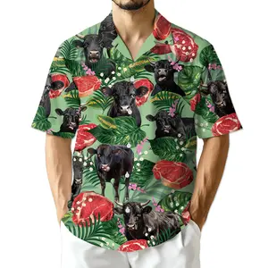 Funny Angus Cattle 3D HAWAIIAN SHIRT for Men Women Beach Wear Short Sleeve, Horse Lover Gifts, Button Down Summer Beach Shirts