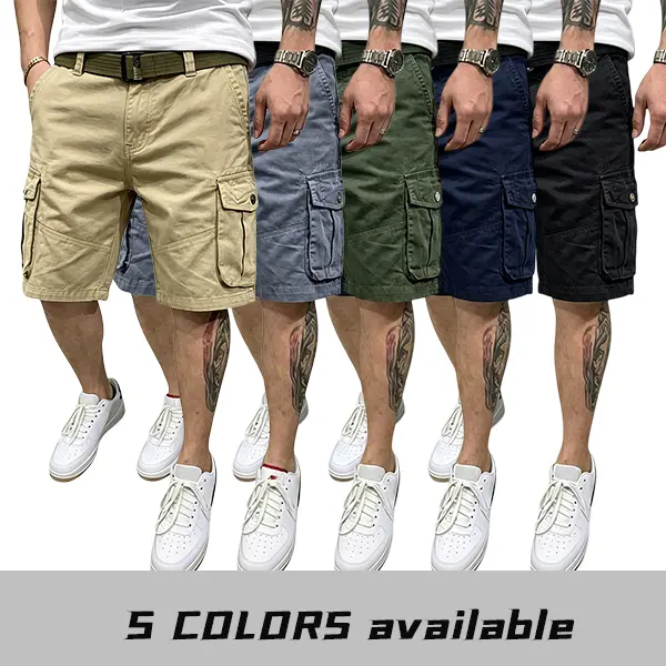 Men's Pure Cotton Cargo Shorts - Menswear, Stylish, Skin-Friendly, Wear-Resistant, Boxy, Casual Fit - Ideal for Mountaineering, Camping, Cotton Boxy Men's Shorts, Casual Fit Men's Shorts