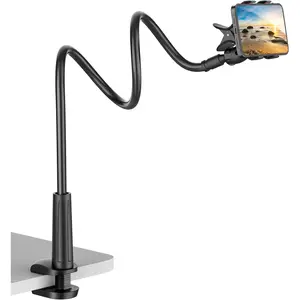 Gooseneck Cell Phone Holder, Universal 360 Flexible Phone Stand Lazy Bracket Mount Long Arms Clamp for Phone 13 Pro Xs Max XR X 8 7 6 6s Plus and Other 3.5~6.7'' Device (Black)...