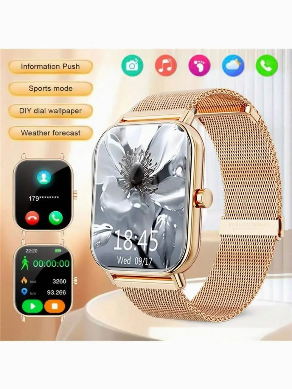 Unisex 1.83-Inch Smart Watch with Wireless Calling, 100+ Sports Modes, Sleep Tracking, Step & Calorie Tracking and Message Alerts