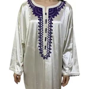 Moroccan Velvet Kaftan Jalabia Dress with Colorful Embellishments & Gold Trim Details One Size Maxi Boho Caftan for Modesty
