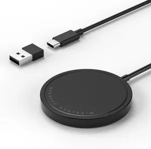 Charger for  15W Max Fast Mag-Safe   Pad Compatible with  16/16 Plus/16 Pro/16 Pro Max/15/14/13/12 Series with USB-A Converter Black