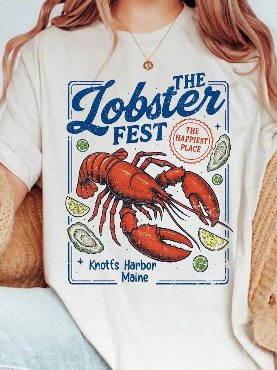Lobster Cowboy Shirt, Yee Claw Tee Funny Lobster Tshirt Western Beach Top Amalfi Trip Tomato Girl Summer, Women's Oversized Casual Short-Sleeved Top,% Cotton All-Season Fashion Prints Loose-Shirt, Ladies-Shirt Friends And Family Holiday Parties