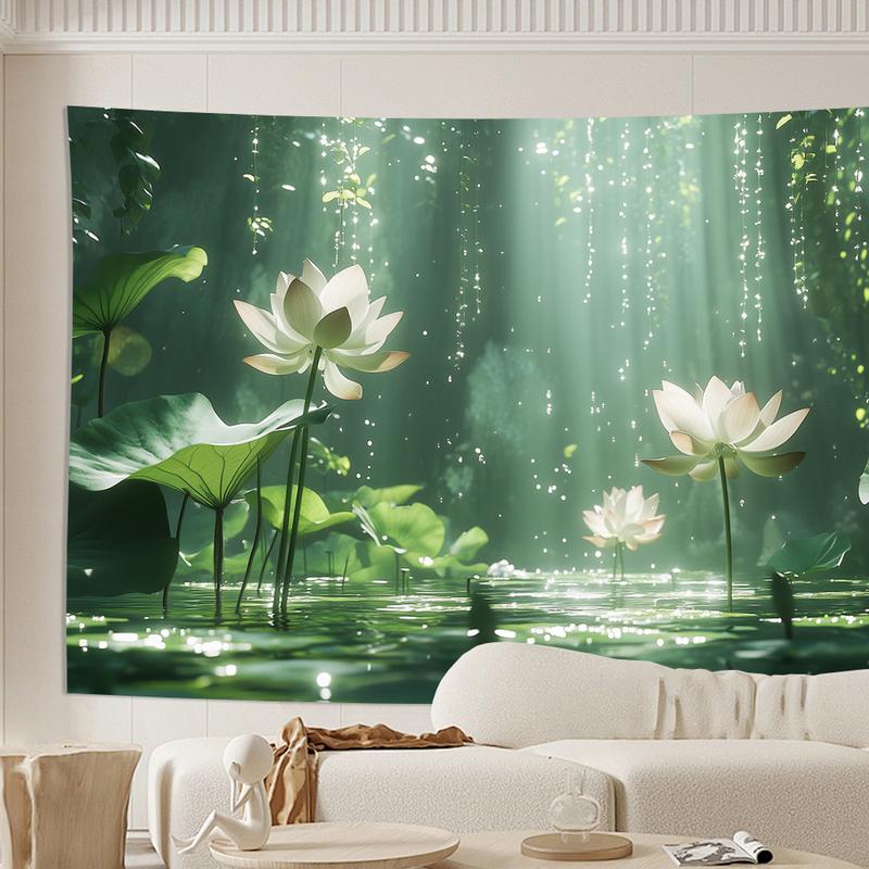 1 Elegant 3D for Lotus Flower Wall Tapestry - Vibrant Polyester Decor with Realistic Water Effect for Living Room, Bedroom, Office, Party - Perfect Creative Gift, No Power Needed, Tranquil Decoration |     Serene Ambiance |     Polyester Fabric