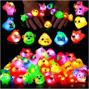 24 Pack LED Light up Animal Rings, Halloween Party Favors for Kids 4-8 8-12 Glow in Dark Goodie Bag Stuffers Treasure Box Toys Carnival Classroom Prizes Birthday Return Gifts for Boys Girls