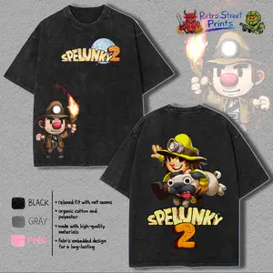 Spelunky 2 Game game Vintage Cotton 2 sided Washed Tshirt Sweatshirt Hoodietees Top Casual graphic t-shirts