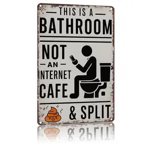 Funny Bathroom Wall Decor Metal Sign, Vintage Plaque Decoration This Is a Bathroom Not an Internet Cafe, 8x12 Inch Tin Wall Art for Home Office