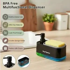 Multifunctional Dish Soap Dispenser Set with Sponge Holder, BPA-Free Plastic, Leak-Proof Design, Perfect Gift for Christmas/halloween, Soap Canister