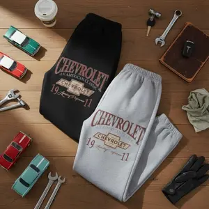 Chevrolet An American Classic Sweatpants, Unisex Cotton Fleece For All Seasons Comfortable Fit & Stylish Design Perfect Gift, Men's Bottom, Gift For Car Lover, Trendy Joggers, Cotton Graphic Casual pants