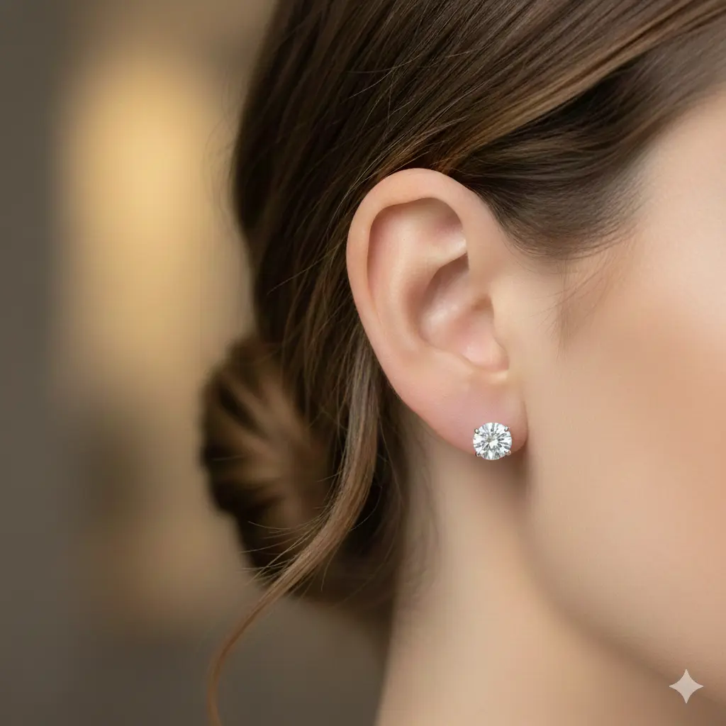 2.14 ctw Lab-Grown Diamond Stud Earrings – IGI Certified – 4 Prong | 1.07ct each