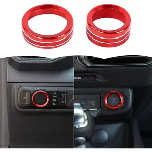 Headlight Knob Cover Audio Volume Switch Cover Trim Center Console Interior Accessories for Ford Mustang 2024 2025 (Red)