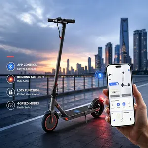 SummerVibes AOPO Foldable Electric Scooter for Adults, 350W Motor, 19MPH Top Speed, 4 Speed Modes, Portable Commuter E Scooter with Flashing Taillights