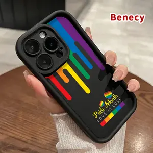 TPU Phone Case for iPhone 15 16 14 Pro Max 13 12 11 XR XS Plus E Pride Month Love Pattern Pocket-Friendly Shockproof Silicone Protective Soft Smartphone Casing