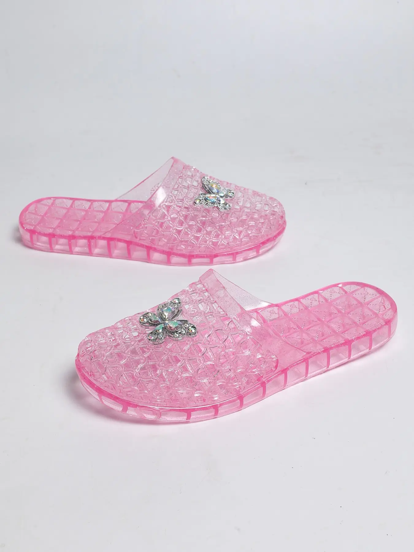 Summer Transparent Crystal Sandals, Women's Outdoor Casual Slipper Shoes, New Hollow Out Toes, Half Slip-On, Home & Outdoor Use, Lazy Person Shoes, House Slippers