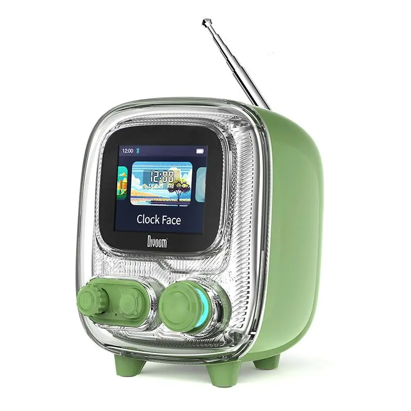 Divoom Tiivoo-2 Portable Bluetooth Speaker with FM Radio Pixel Art Retro Mini Small Cute portable Wireless Speaker White Noise Vintage Decor Suitable