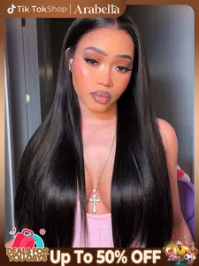 Arabella 250% Super Double Drawn Water Fall HD 13X6 Glueless Vietnamese Raw Virgin Human Hair Wig with Adjustable Drawstring Natural Black Silky Straight Luxury Full Ends #DealsForYouDays #SummerWins