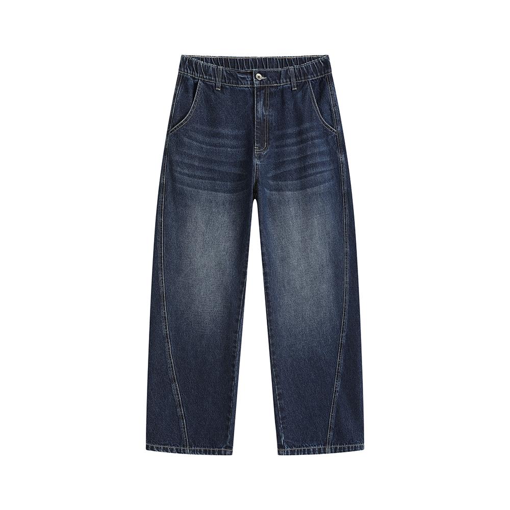 Men’s loose straight-leg jeans for autumn/winter, featuring a patchwork design and retro street style—versatile and easy to match.