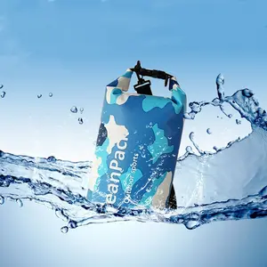 1count Camo PVC Waterproof Bucket Bag, Casual Camping Water-Resistant Pouch, Rafting Beach Bag, Swimming Bag, Hiking Accessories