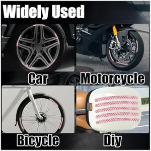 20PCS Car Wheel Stripe Reflective Stickers, Car Wheel Night Safety Warning Stickers Anti-Scratch Reflective Rim Stickers, Car Wheel Safety Decorative Decals for Motorcycles, Bicycles (Light Pink)