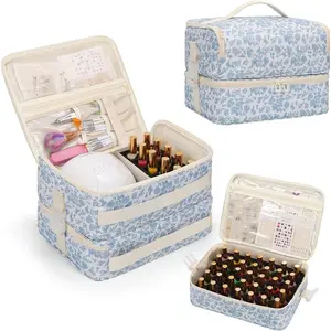 Polish Organizer, Holds  Lamp and 45+ Bottles,3 Usage Modes Detachable  Storage Bag Travel  Tech Case Holds  Kit Stuff Manicure Tools -Floral