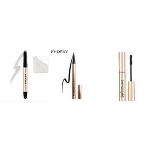 PHOFAY Complete Eye Makeup Kit - Waterproof Liquid Eyeliner, Long-Lasting Cream Eyeshadow Stick & Volumizing Mascara | Smudge-Proof, All-Day Wear for Beginners