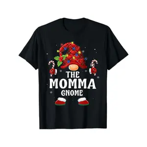 Cozy Cotton Family Matching Christmas Pajama T-Shirts - Mom & Youngsters Gnome Design, Breathable & Comfort Fit, Sizes S-3XL, Black dl shirt henley Y2K Streetwear Graphic Tee Funny Freak Cat Meme T-Shirt