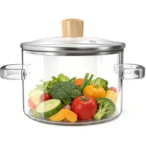 Clear Glass Simmer Pot with Lid 1.5L/50oz, Glass Pot for Cooking on Stove, Heat-Resistant Borosilicate Glass Cookware for Soup, Milk & Pasta