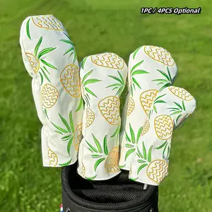 Tropical Pineapple & Leaf Pattern Golf Head Cover, Durable Protective Case for Woods & Irons, Lightweight & Stylish Design