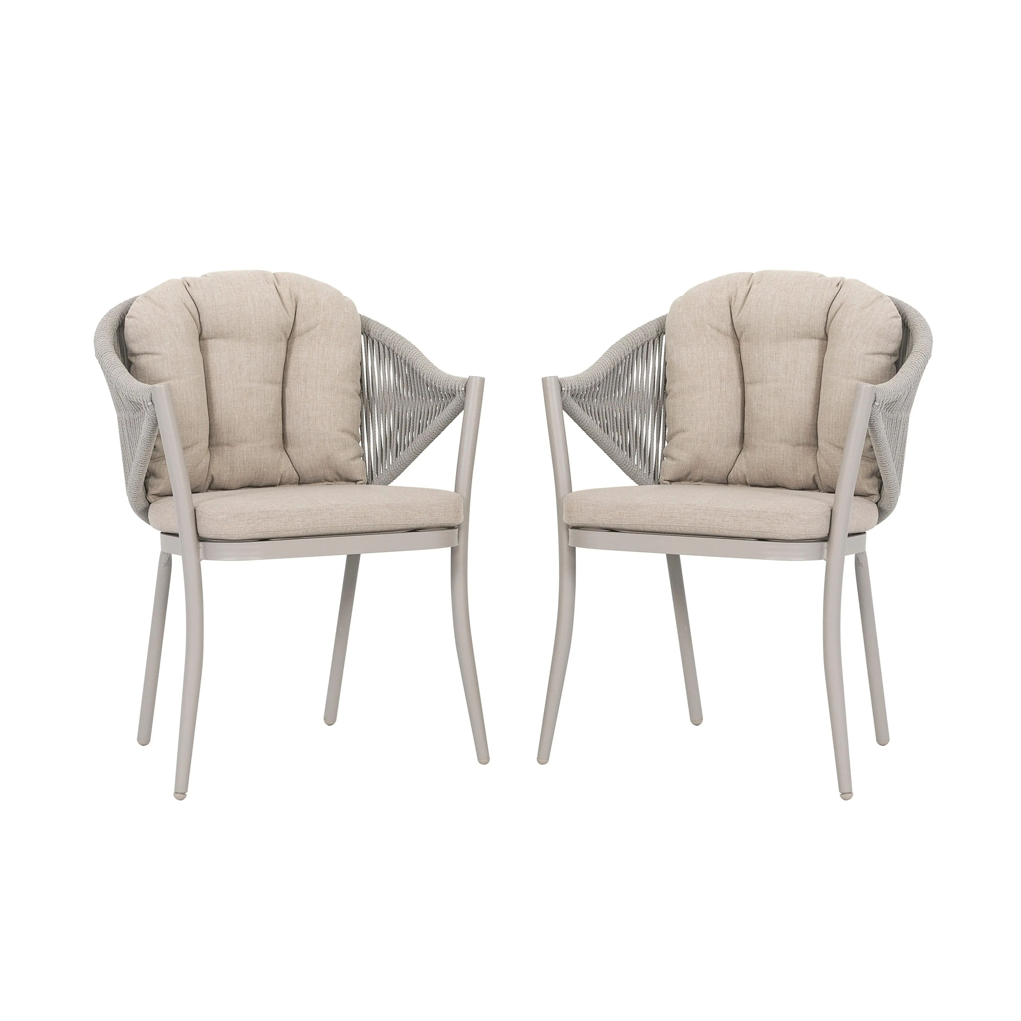 Outdoor 2-Piece Woven Rope Conversation Chair Set, Aluminum
